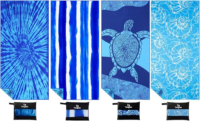 4 Pack Microfiber Lightweight Thin Beach Towel Sand Free Quick Dry Super by Yongoesbeachtowel