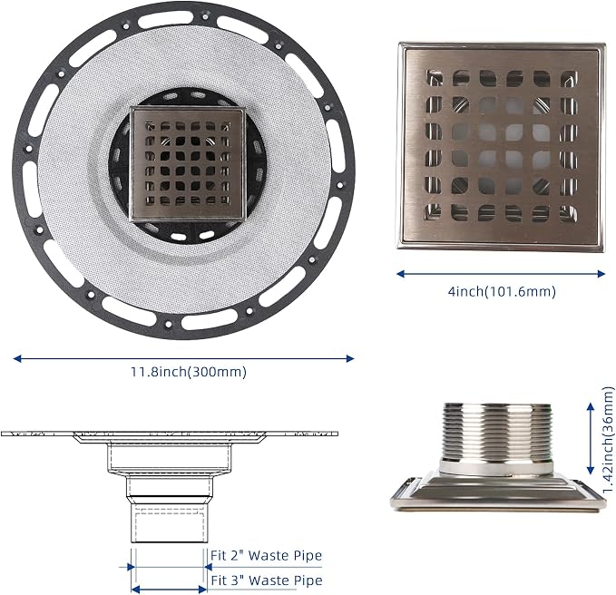 4-Inch Square Shower Drain - Image 3