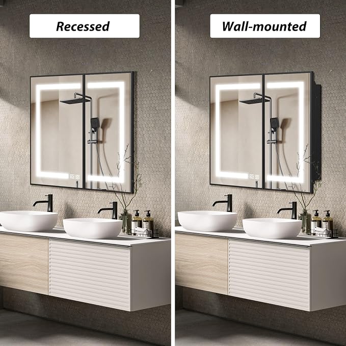 APRILSOUL 36X30 Inch Black Bathroom Medicine Cabinet - Image 3