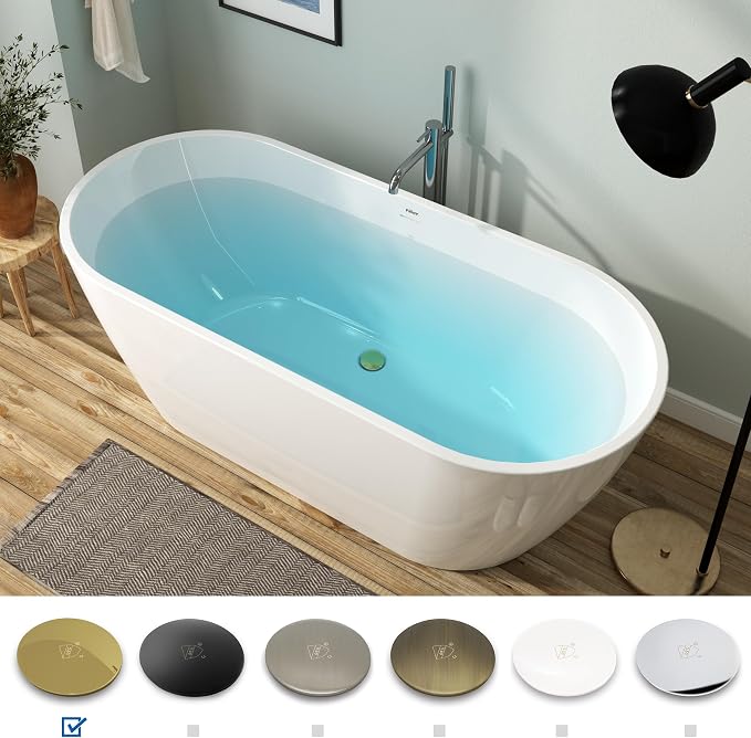 FerdY 67" Bali Acrylic Freestanding Bathtub, Gracefully Shaped Freestanding - Image 4