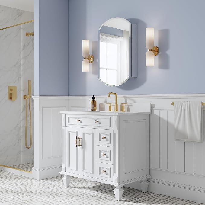WELLFOR 20" x 32" Bathroom Oval Medicine Cabinet, Beveled Edge Mirror Cabinet - Image 11