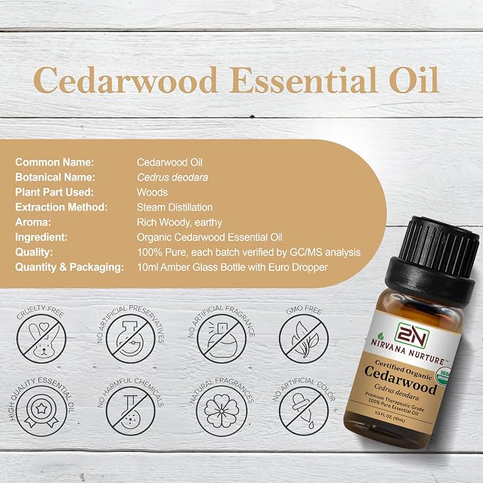 Cedarwood Essential Oil USDA Certified Organic, 100% Pure Natural Premium Grade - Image 2