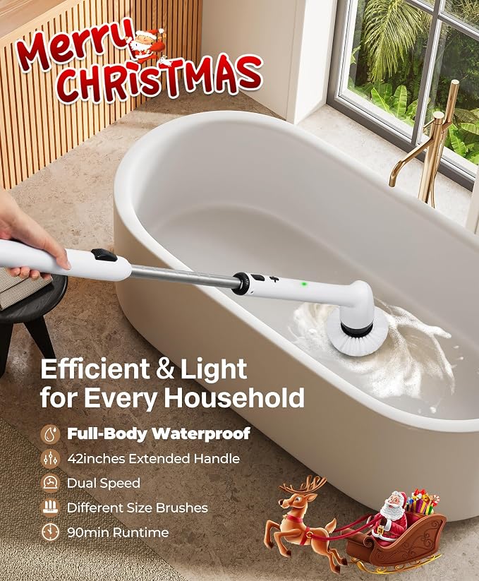 LyriFine Electric Spin Scrubber, New Full-Body IPX7 Waterproof Bathroom Cleaner - Image 2
