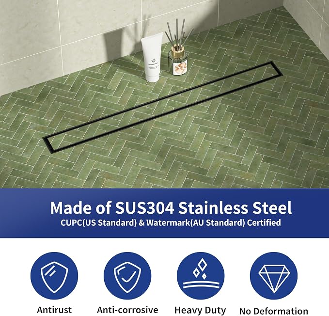 Linear Shower Drain 30", Matte Black Floor Drain - Image 4