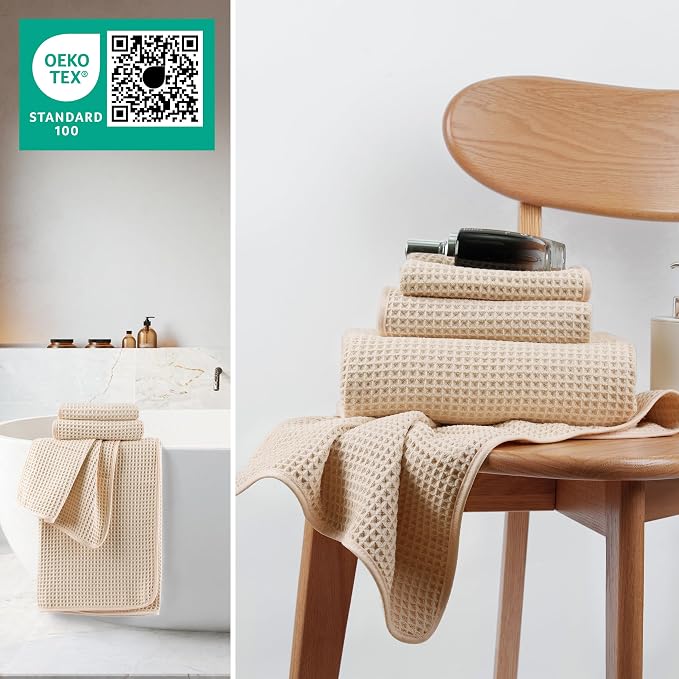 New Microfiber Waffle Bath Towels, 3 Pieces, Fast Drying, Lint Free, Includes - Image 4