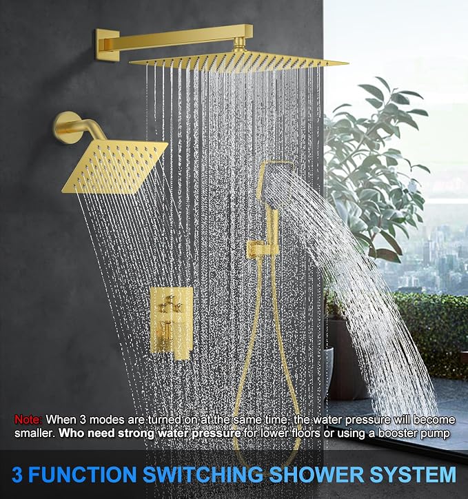 Shower Faucet Set, Brushed Gold - Image 2