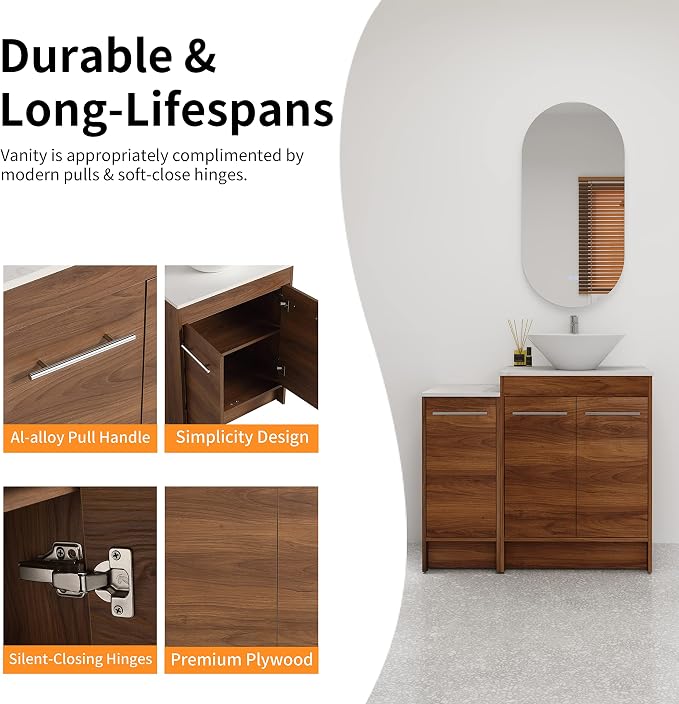 36 Inch Bathroom Vanity with Sink, Mordern Bathroom Vanity, Single Sink - Image 4