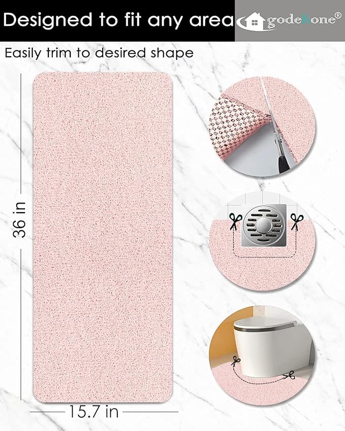 godehone Shower Mats Non Slip Without Suction Cups, PVC Loofah Bathroom Mats - Image 2
