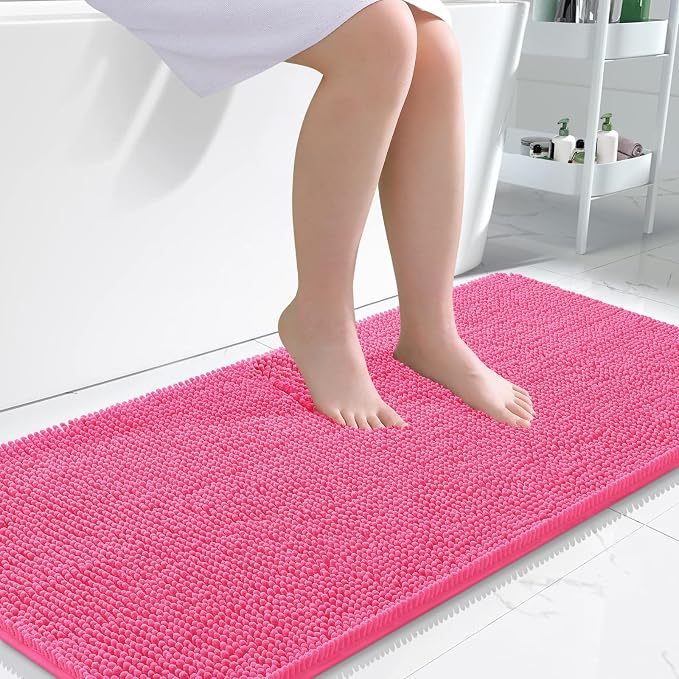 OLANLY Bathroom Rugs 47x24, Extra Soft Absorbent Chenille Bath Rugs, Rubber by OLANLY