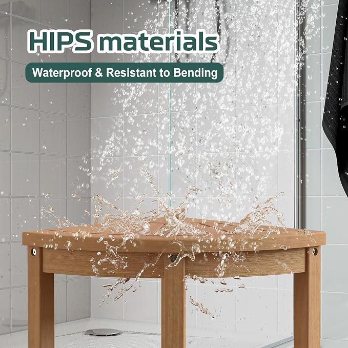 Waterproof Corner Shower Stool for Inside Shower, Poly Lumber Shower Bench Seat - Image 6
