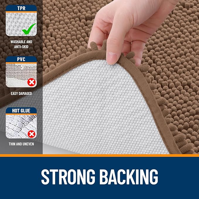 OLANLY Bathroom Rugs 30x20, Extra Soft Absorbent Chenille Bath Rugs, Rubber - Image 6
