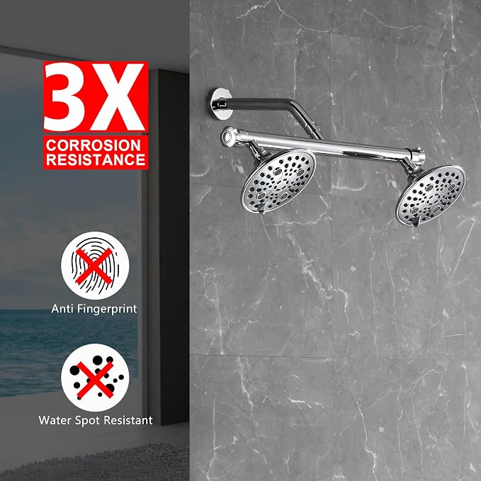 sumerain Luxurious 6" High Pressure Dual Shower Head Combo - Image 9