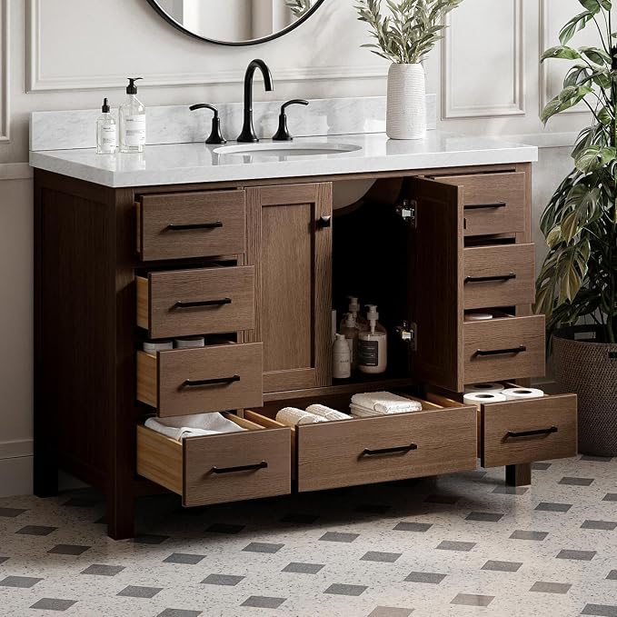 ARIEL Cambridge 49 Inch Single Oval Sink Bathroom Vanity - Image 2