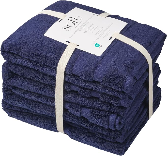SOFE H&L | Olea Luxury Cotton Turkish Bath Towels Set of 4 Navy Blue | Premium - Image 6