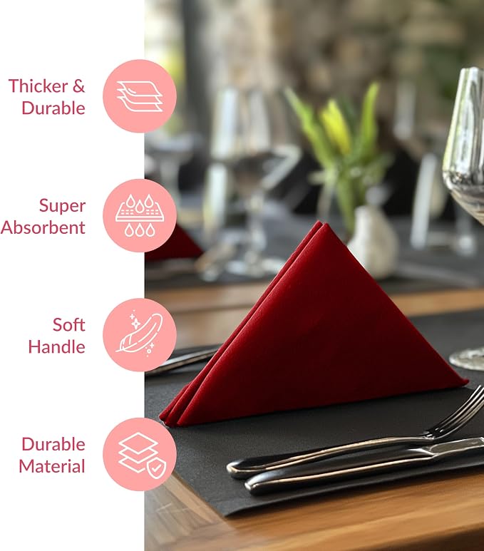 Prestee Red Napkins for Table - Image 5