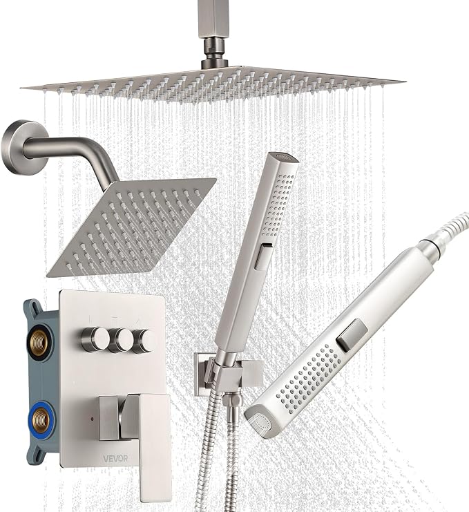 VEVOR Shower Faucet Set, 10 Inch Ceiling Mount Rainfall Shower System by VEVOR