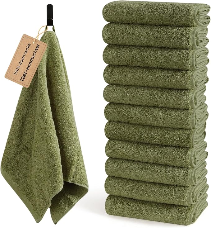 SEMAXE 12 Pack Hand Towels for Bathroom, 100% Cotton Towels by SEMAXE