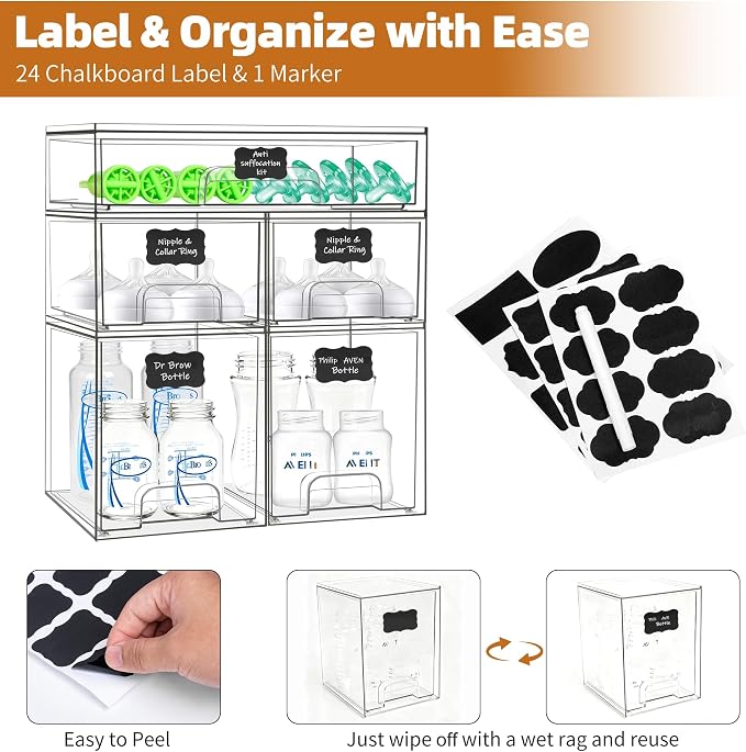 Baby Bottle Organizer, 5 Pack Stackable Storage Drawers - Image 4
