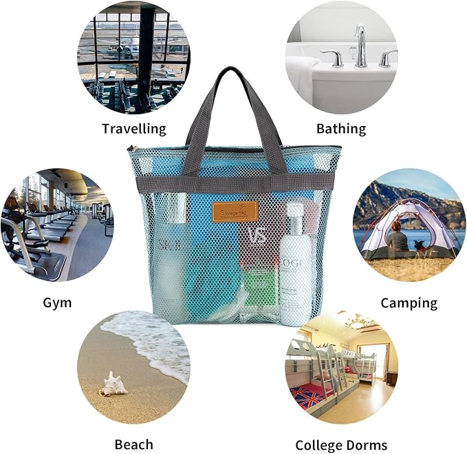 Mesh Shower Caddy Bag Portable Hanging Toiletry and Bath Organizer - Image 7