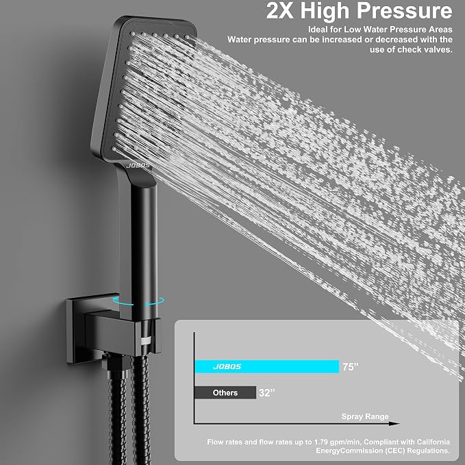 Rain Shower System 12IN Modern Brass Faucet Set - Image 3
