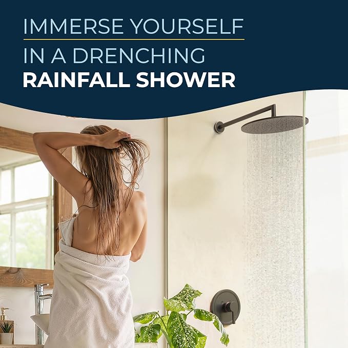 HammerHead Showers® Solid Metal 12 Inch Rainfall Shower Head, Large Rain Shower - Image 2