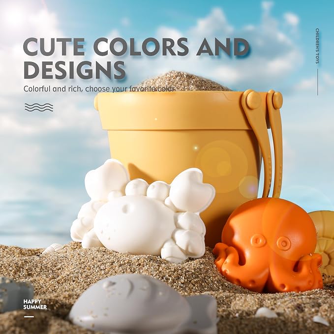 MarcZero 11Pcs Silicone Beach Toys, Modern Baby Beach Toys, Travel Friendly - Image 4