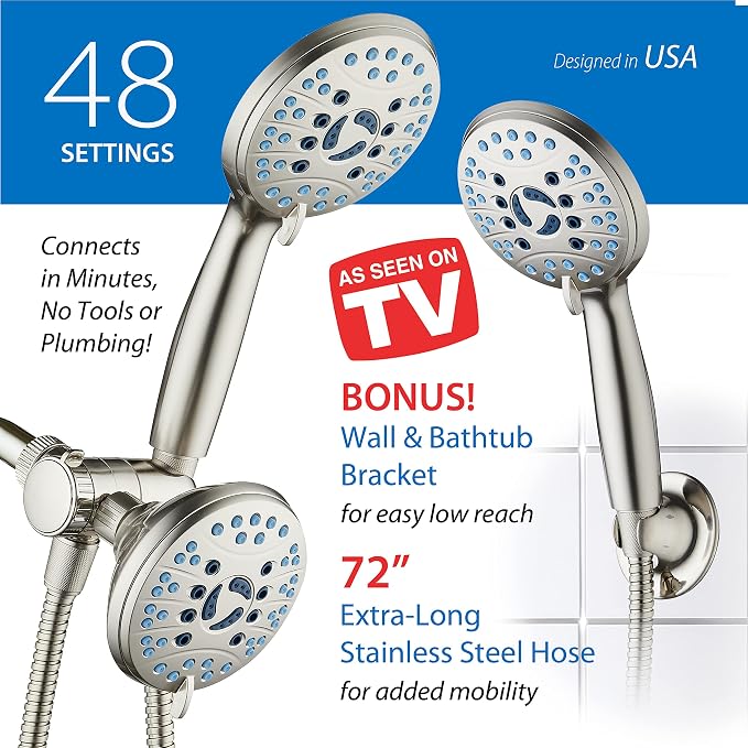 Hotel Spa AquaCare As-Seen-On-TV High Pressure 48-setting Rain & Handheld 3-way - Image 6