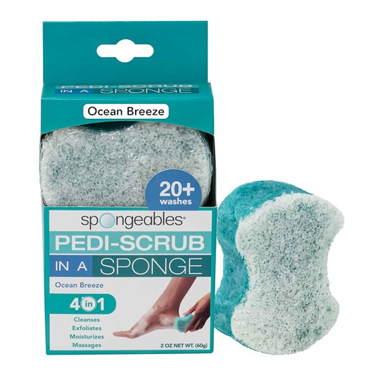 Spongables Pedi Scrub Foot Exfoliating 20+ Wash Sponge, Ocean Breeze by Spongeables