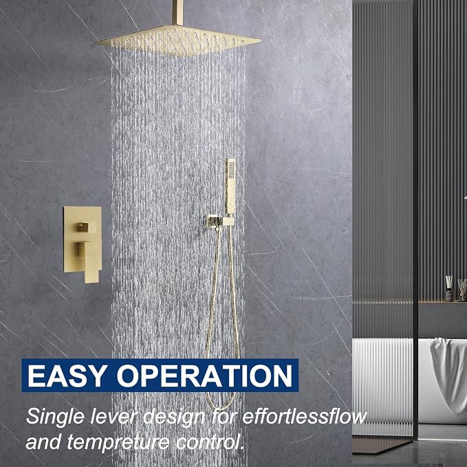 Ceiling Mount Rain Shower System, Shower Faucet Set - Image 2