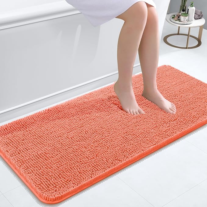 OLANLY Bathroom Rugs 47x20, Extra Soft Absorbent Chenille Bath Rugs, Rubber by OLANLY