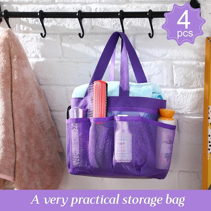 Hillban 4 Pcs Mesh Shower Caddy Portable Large Quick Dry Shower Caddy Basket - Image 4