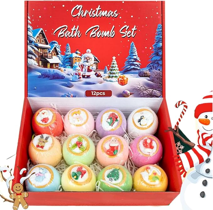 Christmas Bath Bombs 12PCS/Set Different Scents Natural Organic Bath Bombs - Image 3