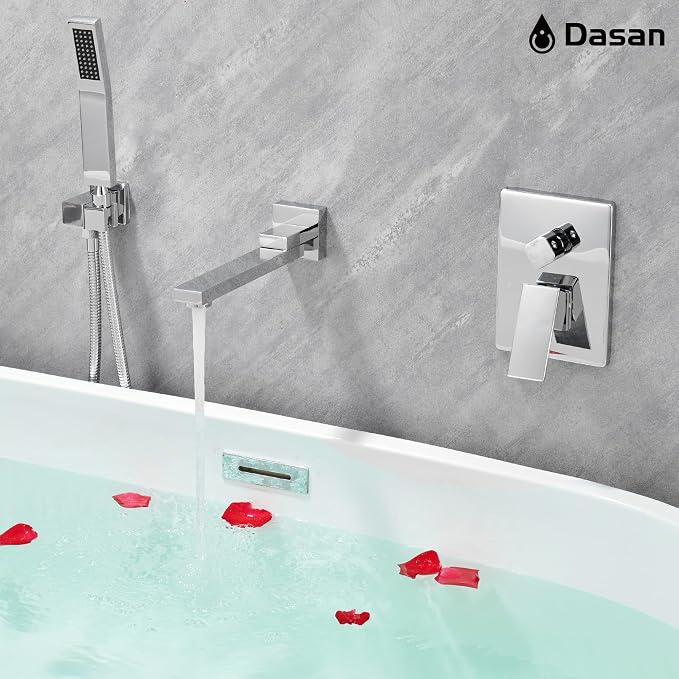 DASAN Swiveling Wall Mount Tub Filler Faucet Set - Image 6