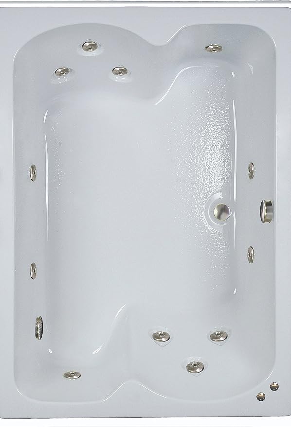 60 in. x 43 in. Acrylic Rectangular Drop-In Whirlpool Bathtub by WATERTECH