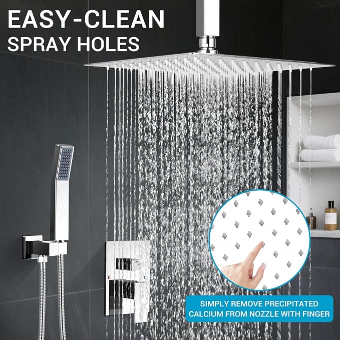 Ceiling Mount Shower Faucet Set Square Showerhead Bathroom Rainfall Shower - Image 4