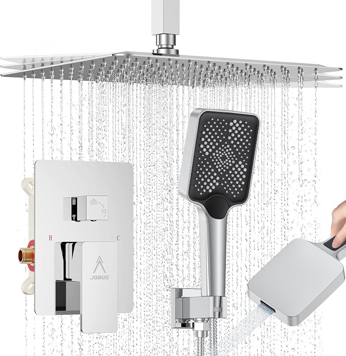 Shower System Modern Rain 8 inches Brass Faucet Set by JQBQS