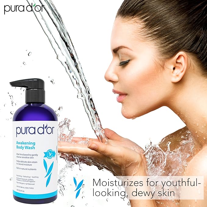 PURA D'OR Awakening Body Wash Aloe Vera, Tea Tree - Image 4