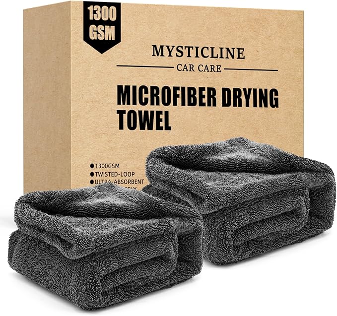 2 Pack 1300 GSM Car Drying Towel, Double-Sided Microfiber Towels by Unknown