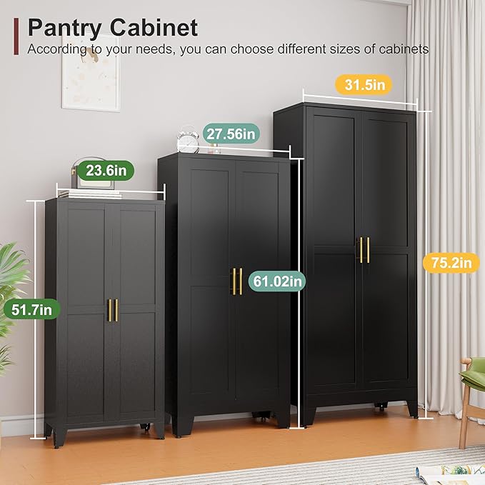 Metal Pantry Cabinet with 2 Doors and Adjustable Shelves, Versatile Storage - Image 6