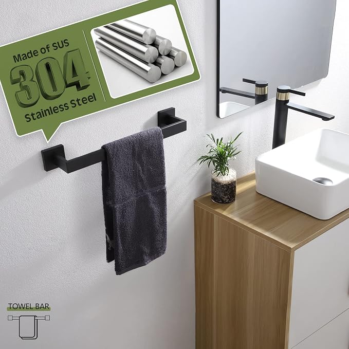 KOKOSIRI 16-Inch Single Towel Bar, Bathroom Kitchen Towel Holder, Wall Mounted - Image 3
