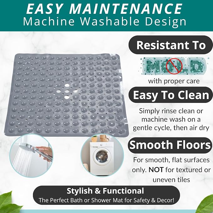 ENKOSI 21 x 21 inch Square Non-Slip Shower Mat – Anti-Slip Shower Mats - Image 4