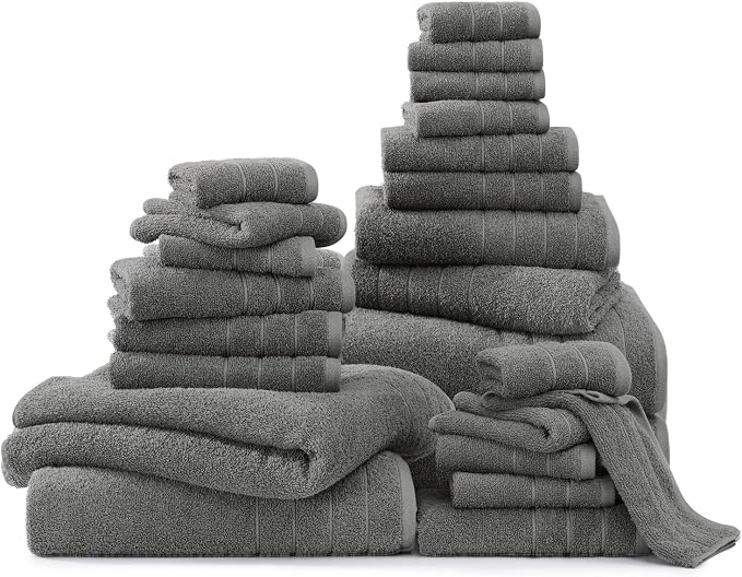 Casa Platino 100% Cotton Bathroom Towels Set – 24 Pc Collection – Plush Ring - Image 2
