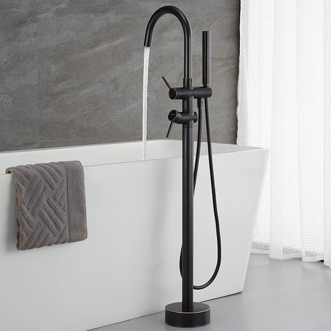 Freestanding Tub Filler Bathtub Faucet Oil Rubbed Bronze Floor Mount Brass - Image 3