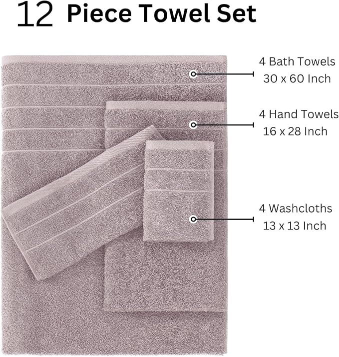 Casa Platino 100% Cotton 12 Piece Bath Towel Set - Image 3