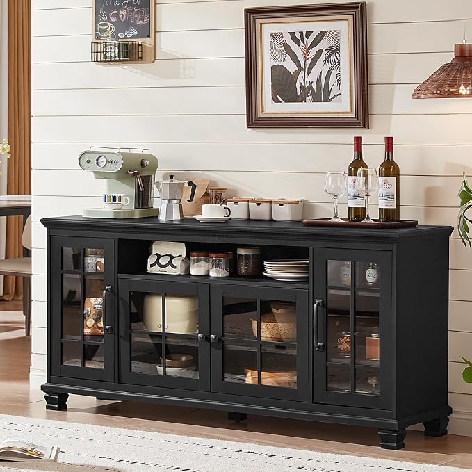 Large Black Sideboard Buffet Cabinet by SAVORLIFEFurniture