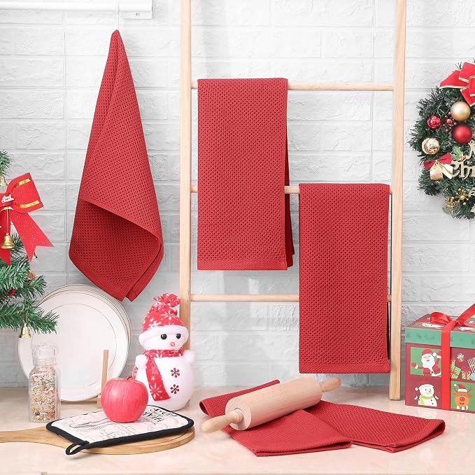 Homaxy 100% Cotton Waffle Weave Kitchen Dish Towels, Ultra Soft Absorbent Quick - Image 6