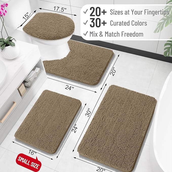 OLANLY Bathroom Rugs 24x16, Extra Soft Absorbent Chenille Bath Rugs, Rubber - Image 2