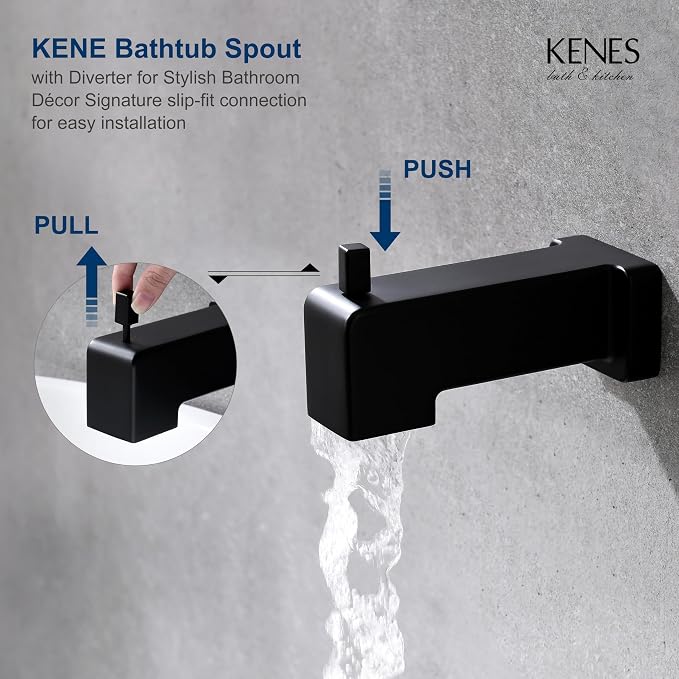 KENES Tub Shower Faucet Set Complete, Matte Black Tub and Shower Trim Kit - Image 8