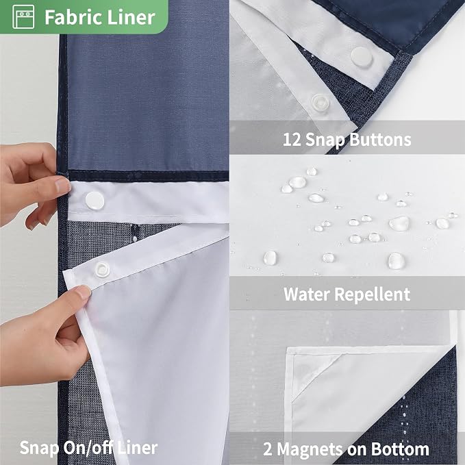 No Hook Long Shower Curtain Set - Image 6