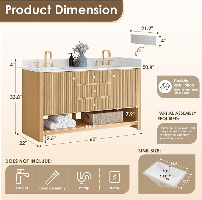ALTAIR 60 in Bathroom Vanities Double Sink Vanity - Image 2